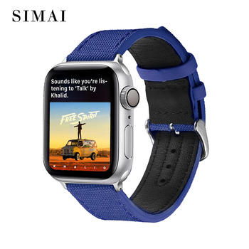 Apple Canvas Leather Band Aristocratic Blue
