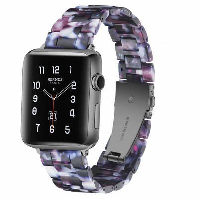 Custom Apple Resin Watch Band Purple and White Porcelain