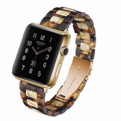 Tortoise Stone Lined Beeswax Apple Resin Watch Band Supplier