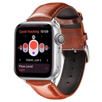 Custom Apple Bright Leather Watch Band Retro Orange Supplier