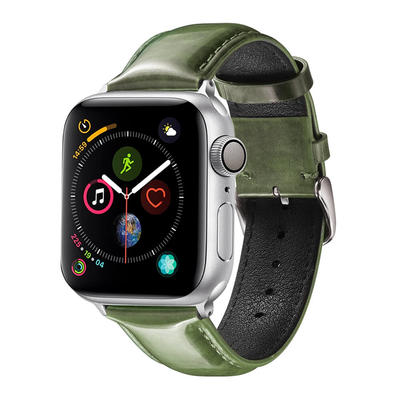 Apple Bright Leather Watch Band Army Green Manufacturer