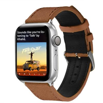 Canvas Leather Watch Strap Apple Watch Band Vintage Brown Supplier